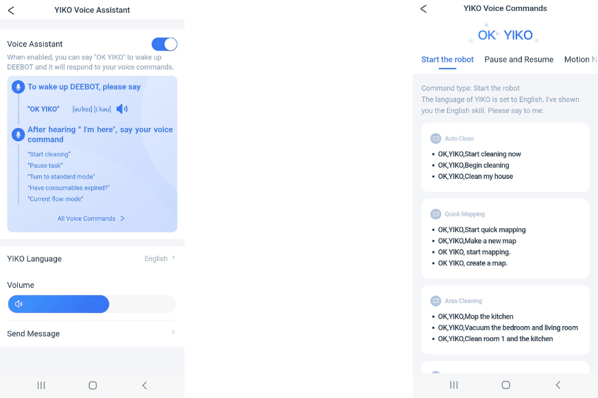 Der hauseigene Sprachassistent YIKO wird in der ECOVACS HOME App aktiviert
